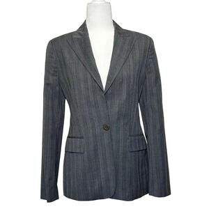 Zanella Blazer Women's 6 Gray Pinstripe 100% Wool Made in Italy Quiet Luxury